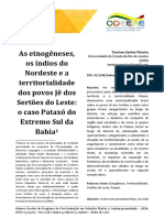 Índios Do Nordeste e Da Bahia Territorialização - Desterritorialização e Territorialização 2018