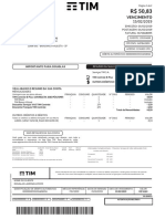Fatura de serviços TIM com detalhes de plano, créditos, débitos e impostos