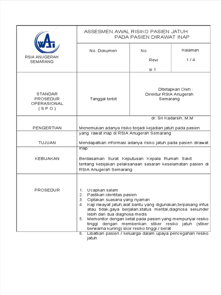 Spo Skrining Resiko Jatuh Ranap | PDF