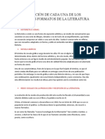 Definición de Cada Una de Los Diferentes Formatos de La Literatura