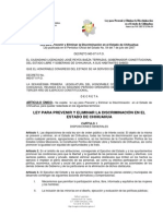 Ley para Prevenir y Eliminar La Discriminación en El Estado de Chihuahua