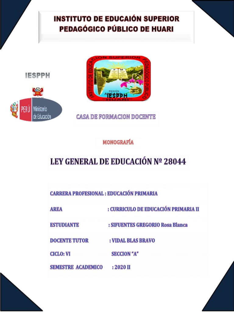 Ley General de Educación N° 28044: Análisis | PDF | Plan de estudios ...