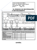 Examen para El Periodo de Recuperación O Reforzamiento: Español