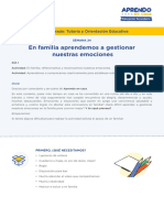 En Familia Aprendemos A Gestionar Nuestras Emociones: 3.° y 4.° Grado: Tutoría y Orientación Educativa