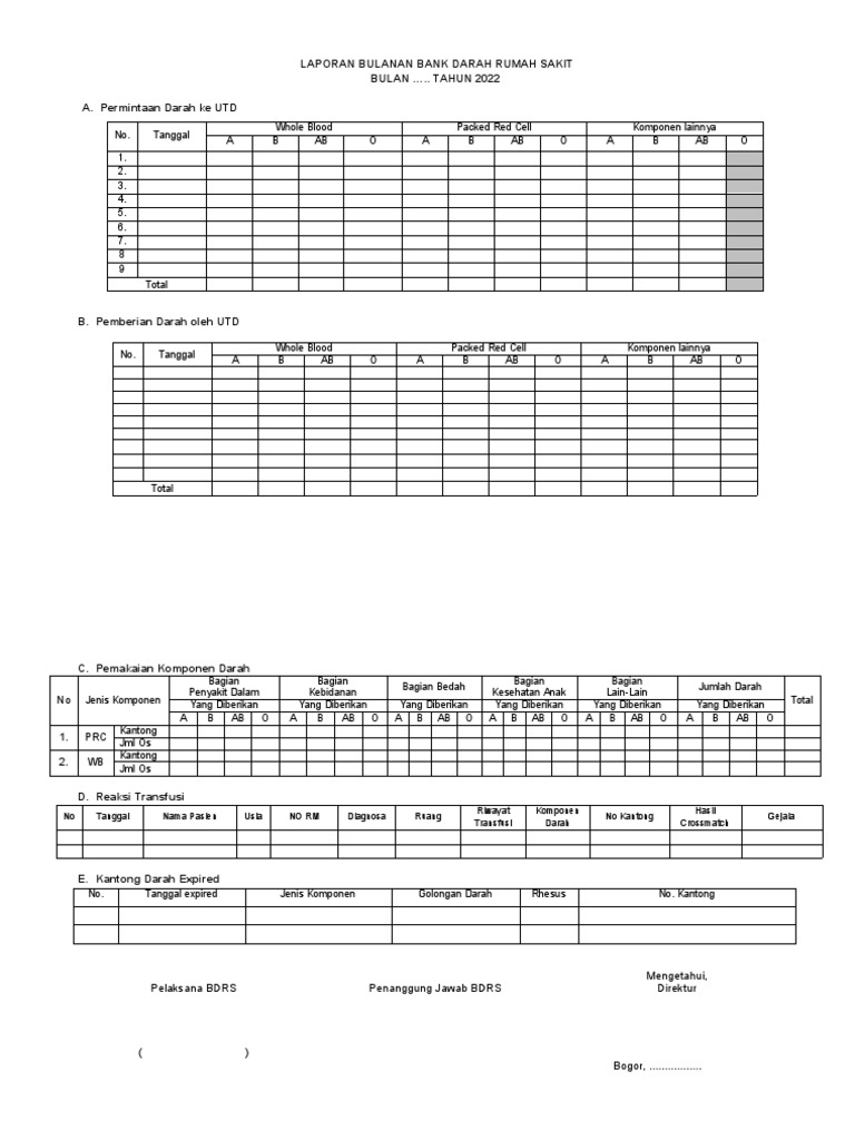 Format Laporan Bulanan BDRS | PDF
