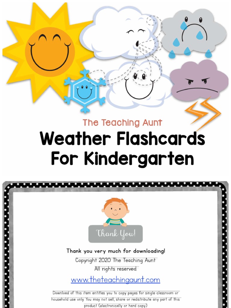 Free Weather Flashcards For Kindergarten PDF