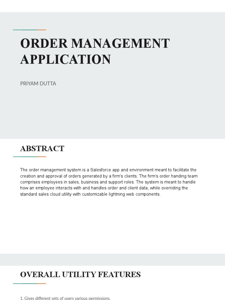 Salesforce Order Management System Overview | PDF