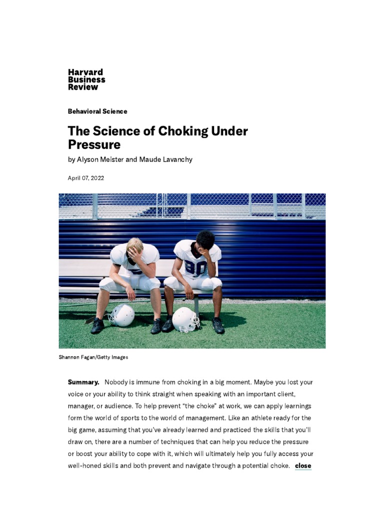 The Science of Choking Under Pressure PDF Mindfulness Mental Image