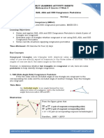 Weekly Learning Activity Sheets Illustrating SAS, ASA and SSS Congruence Postulates