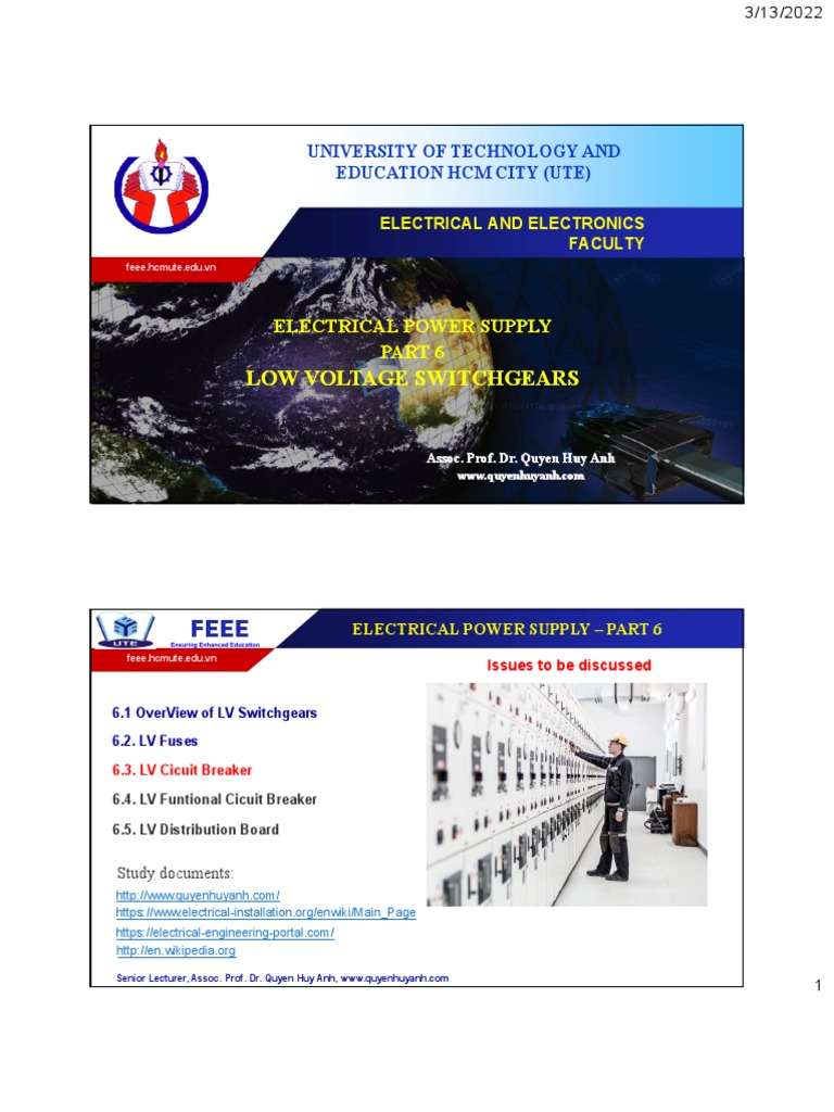 Low Voltage Switchgears Overview | PDF | Fuse (Electrical) | Power Supply