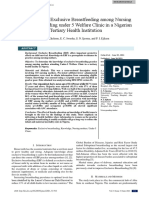 Knowledge of Exclusive Breastfeeding Among Nursing Mothers Attending Under 5 Welfare Clinic in A Nigerian Tertiary Health Institution