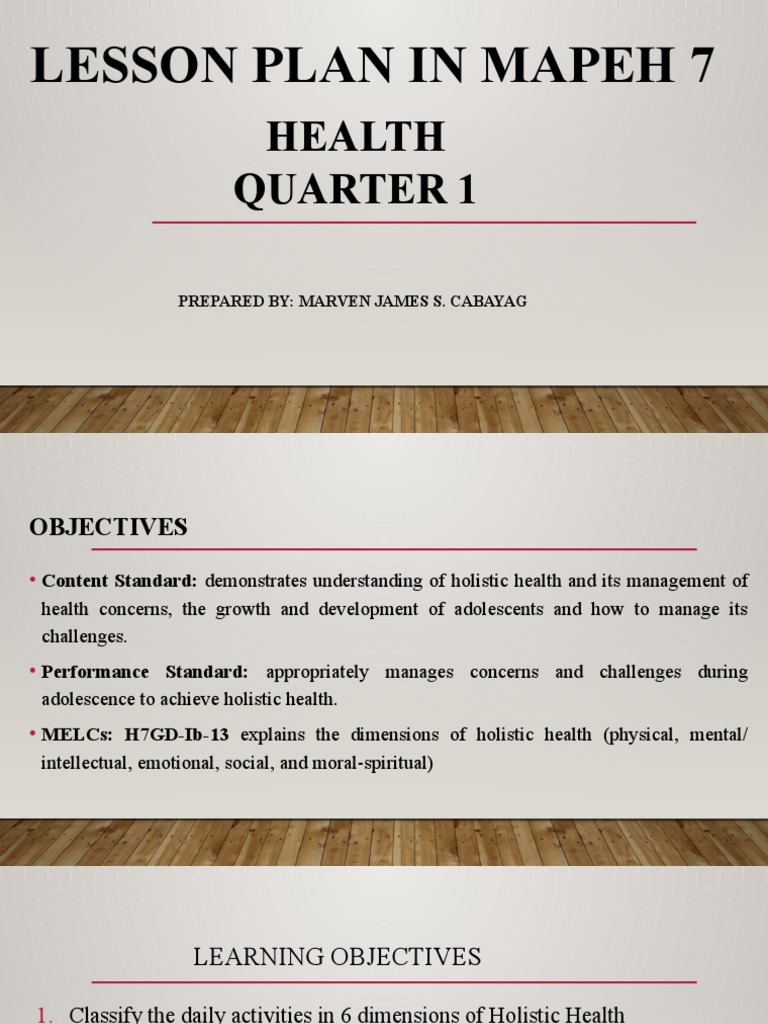 Holistic Health Lesson Plan for MAPEH 7 | PDF | Mental Health | Rubric ...