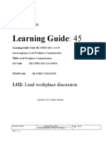 Learning Guide: 45: LO2: Lead Workplace Discussion