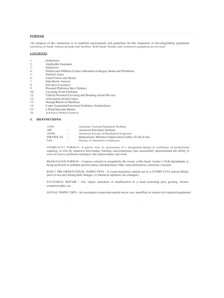 Lifting Equipment Requirements and Guidelines PDF