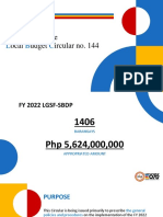 Highlights of Local Budget Circular no. 144 on FY 2022 LGSF-SBDP Funds