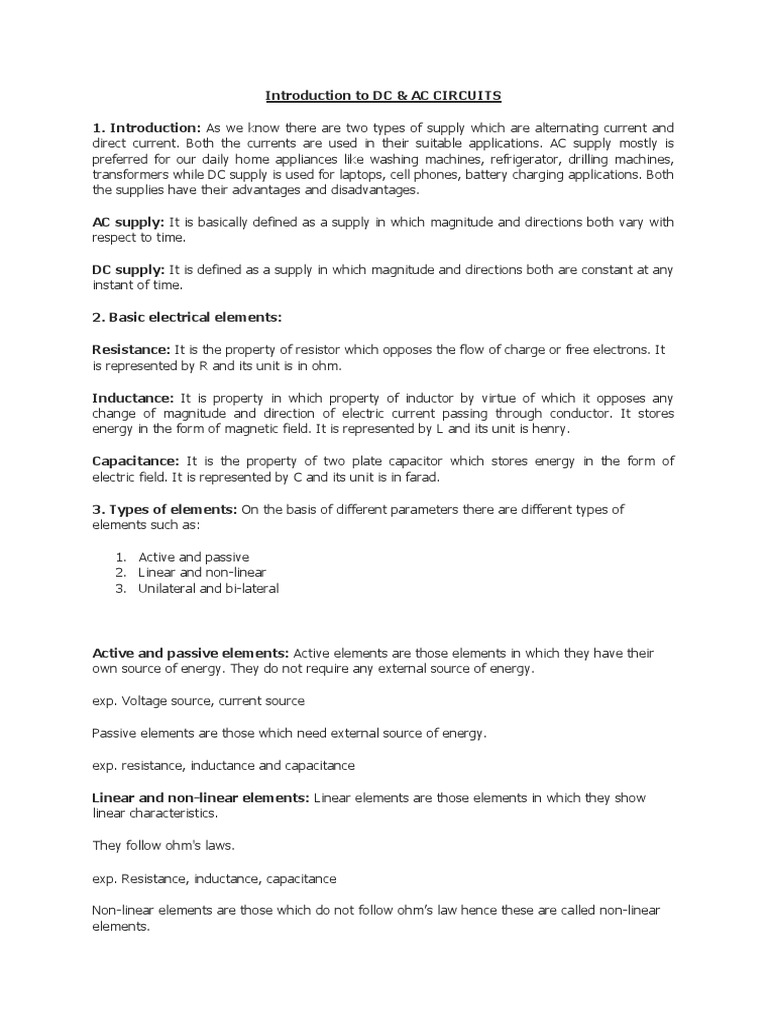 Introduction To DC and AC Circuits | PDF | Series And Parallel Circuits ...