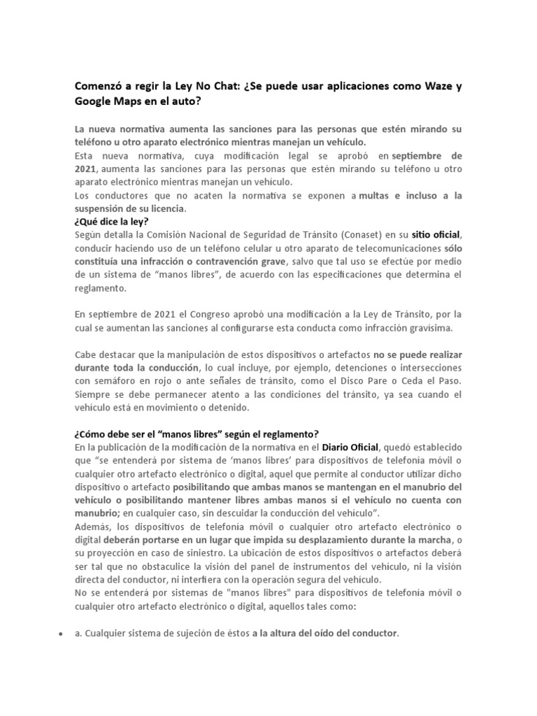Comenzó A Regir La Ley No Chat | PDF | Teléfonos móviles