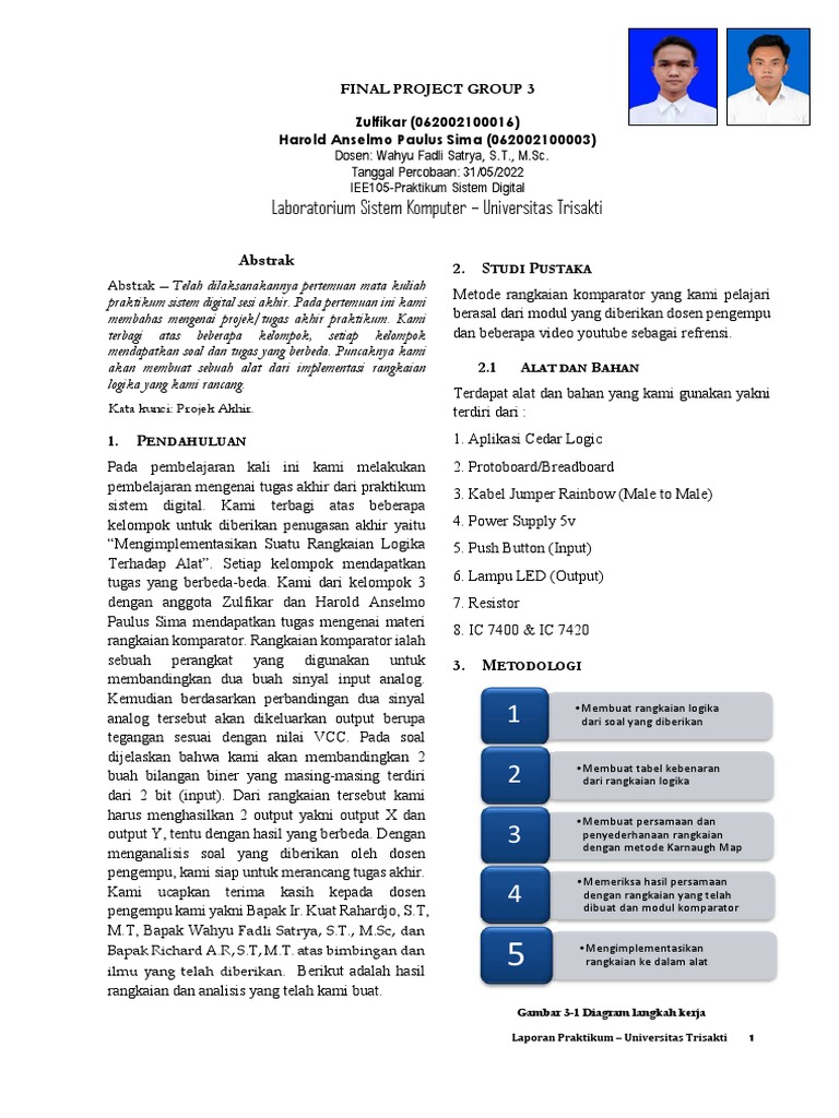 Laporan Final Project Group 3 Sistem Digital | PDF | Metode & Bahan ...