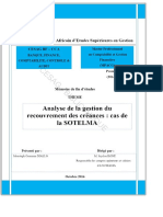 CESAG - BIBLIOTHEQUE. Analyse de La Gestion Du Recouvrement Des Créances - Cas de La SOTELMA. Centre Africain D Etudes Supérieures en Gestion - PDF Téléchargement Gratuit