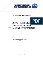 Unit 3 - Module 3:: Preparation of Financial Statements