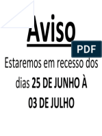 Aviso recesso