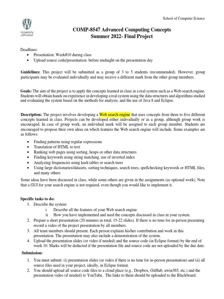 COMP-8547 Advanced Computing Concepts Summer 2022-Final Project | PDF ...