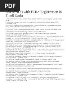 List of NGO With FCRA Registration in Tamil Nadu