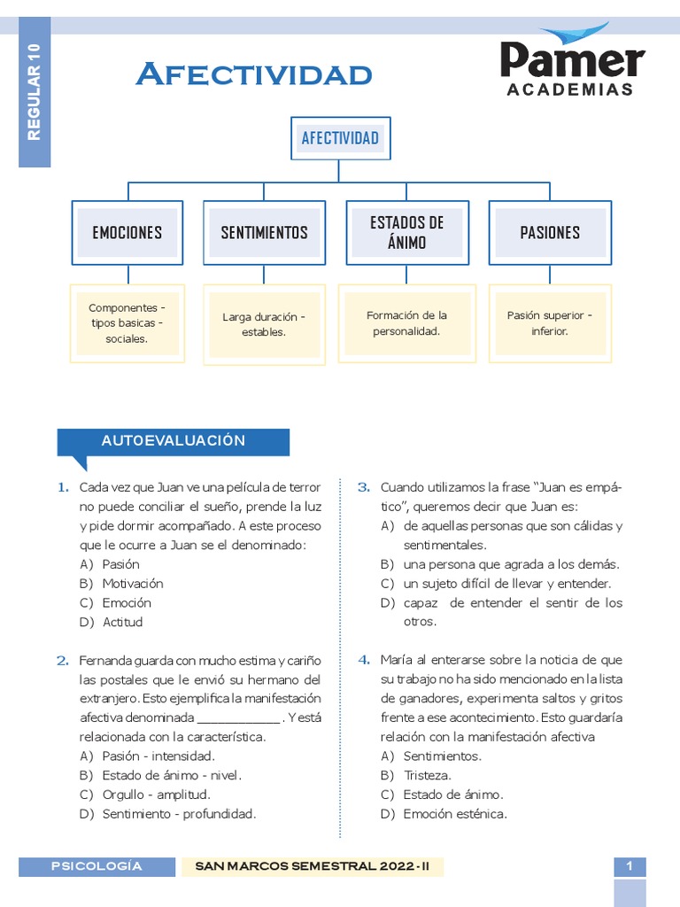 Afectividad y Emociones en Psicología | PDF | Las emociones | Sensación