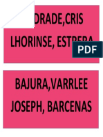 Andrade, Cris Lhorinse, Estrera Bajura, Varrlee Joseph, Barcenas