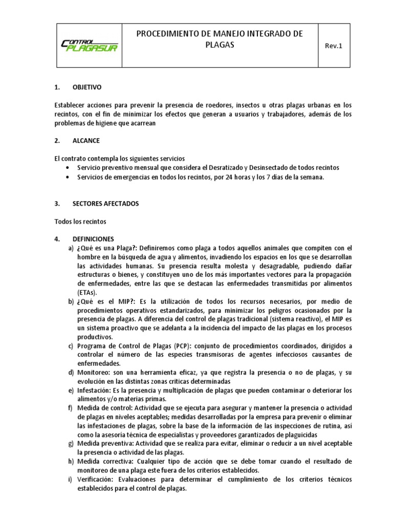 Procedimiento de Manejo de Plagas | PDF | Pesticida | Plaga (organismo)