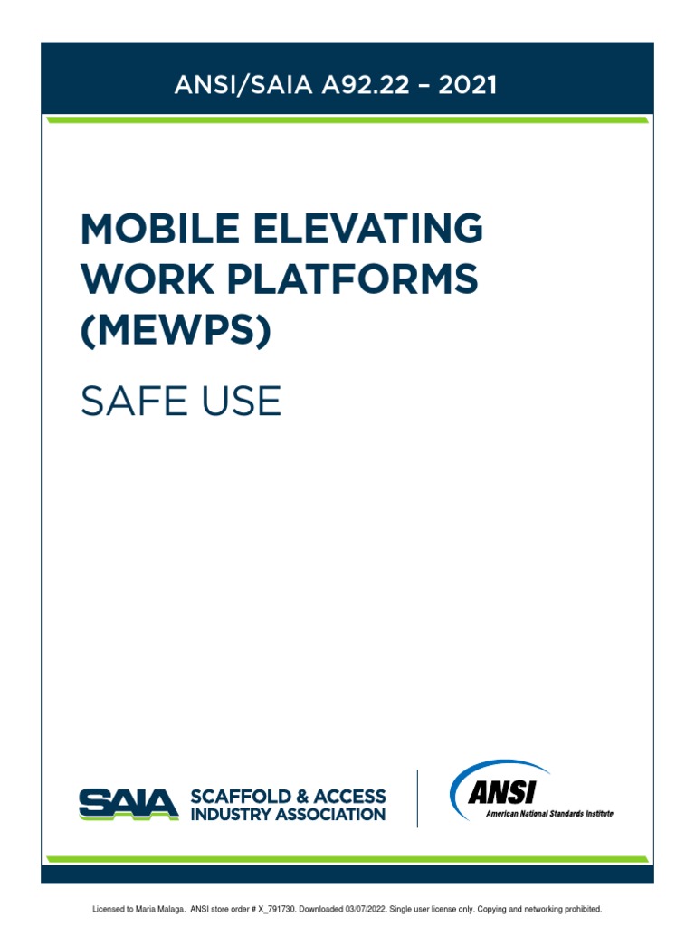 Mobile Elevating Work Platforms (Mewps) : Safe Use | PDF