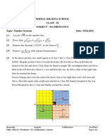 Nirmal Bhartia School Class - Ix Subject - Mathematics Topic: Number Systems Date: 29.04.2022
