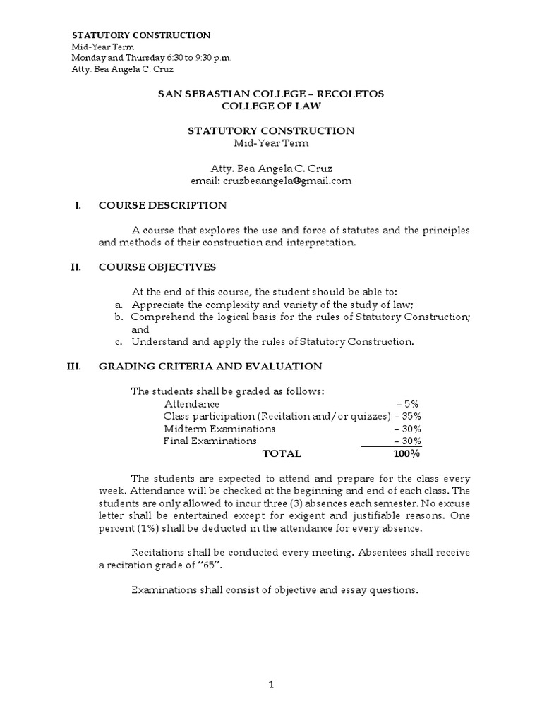 STC Course Outline | Download Free PDF | Statutory Interpretation ...
