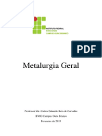 Apostila de Metalurgia Geral Curso Técnico Metalurgia IFMG Campus Ouro Branco.