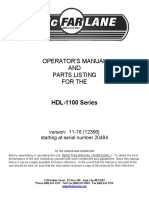 Operator'S Manual AND Parts Listing For The: HDL-1100 Series