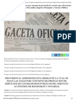 Gaceta Oficial N°42.301 - Tasas Por Concepto de Prestación de Servicios Que Cobrarán Los Registros Públicos, Registros Mercantiles, Registros Principales y Notarías Públicas - Finanzas Digital