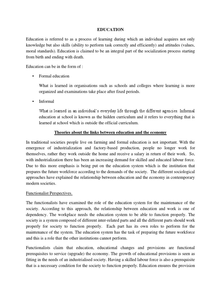 Education S Role In Economic Development Pdf Social Mobility