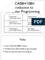 CSCA08H/108H Introduction To Computer Programming