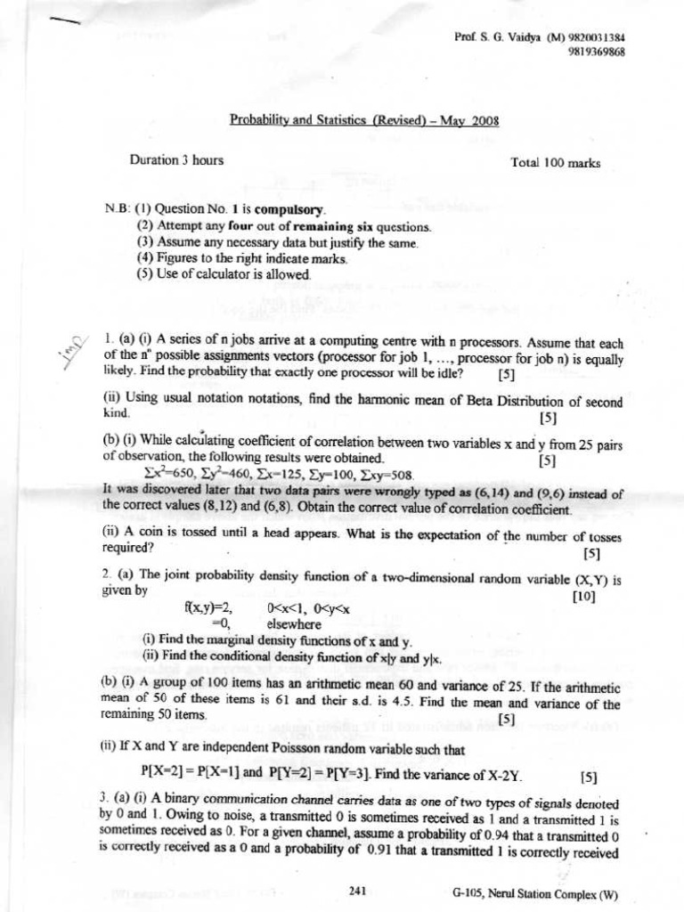 P&s Question Paper | PDF