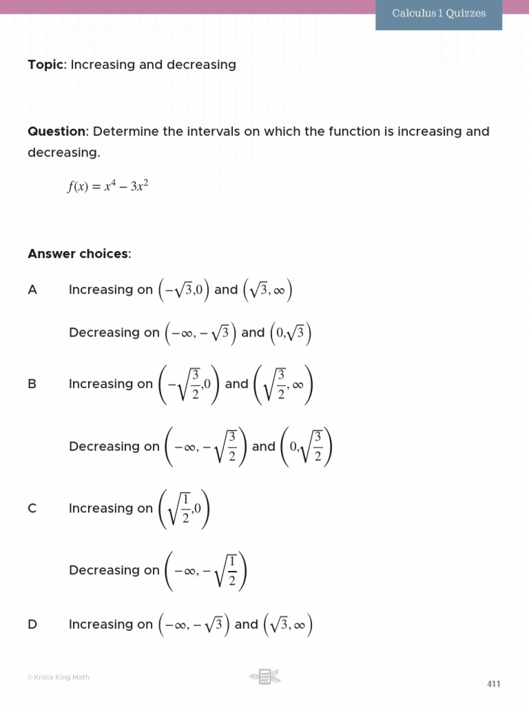 2.1 Increasing and Decreasing PDF | PDF | Function (Mathematics ...
