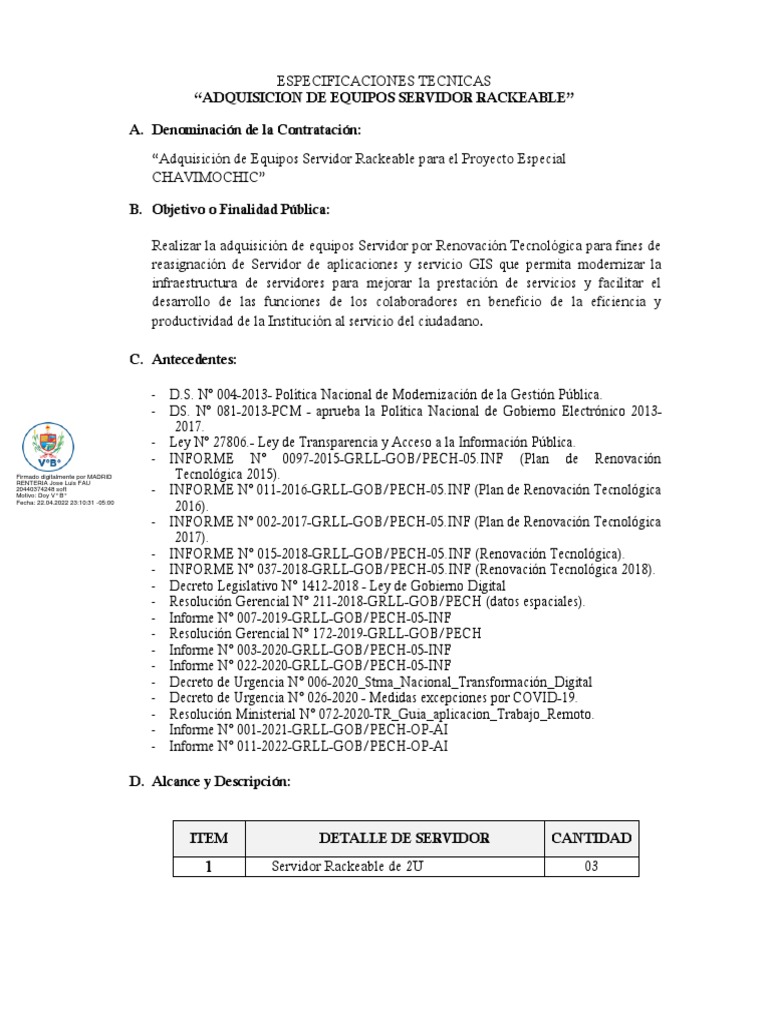 1.2 - Eett de Equipo Servidor Rackeablef | PDF | Servidor (Computación ...