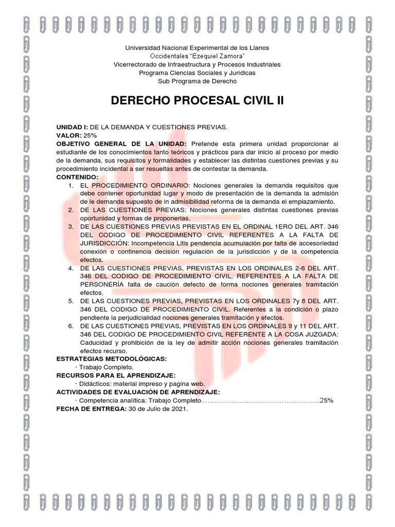 Derecho Procesal Civil Ii | PDF | Demanda judicial | Procedimiento Civil