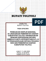 Sambutan Upacara Penegakan Disiplin Nasional Dirangkaikan Dengan Penyerahan B.P.J.S Ketenagakerjaan Kepada para Tenaga Kontrak Daerah