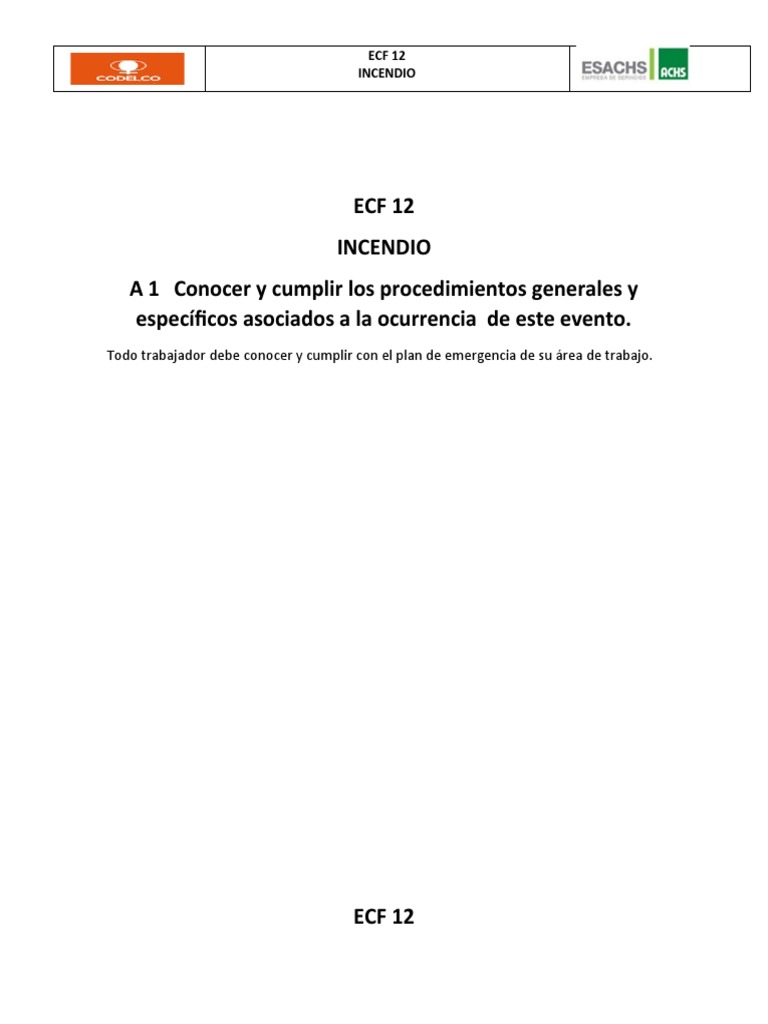 Protocolo ECF 12: Prevención de Incendios | PDF | Minería | Airbag