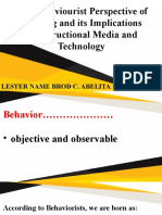Behaviorist Perspective of Learning and Its Implications On Instructional Media and Technology
