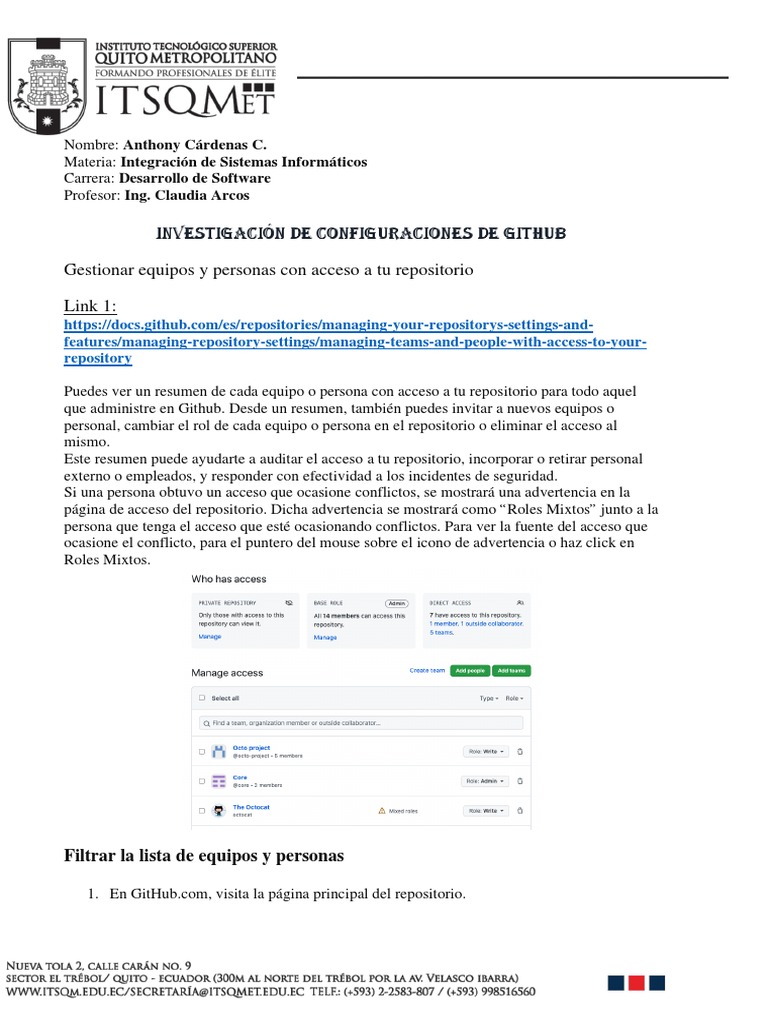 Investigación de Configuraciones de Github | PDF | Ciencias de la ...