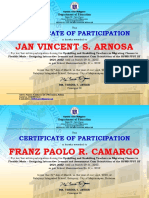 Certificate of Participation: Jan Vincent S. Arnosa