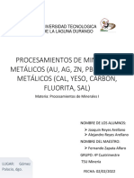 Procesamientos de Minerales Metálicos y No Metálicos