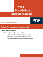 The Foundations of Entrepreneurship: Week 1