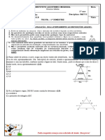 Prova 1º Ano Matemática II - 1º Bimestre 2018